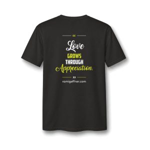 Love Grows Through  —  Black V-Neck Tee — Minimalist Casual Shirt