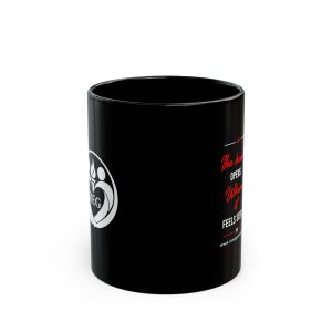 The heart opens where it feels seen Mug | Black ceramic coffee cup