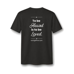 To Be Heard  V-Neck Tee — Small Retro Heart Logo Chest Print