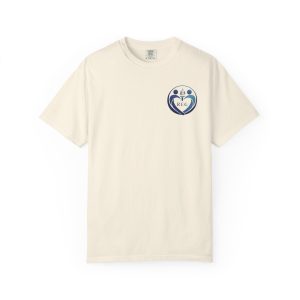Shared Joy Sustains Long Term Love T-Shirt | Small Chest Logo, Back Quote